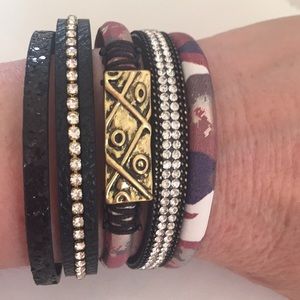 Cool Boho Multi Strand Soft Cuff Leather Bracelet